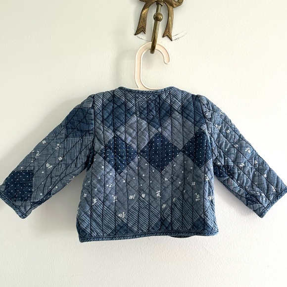 GAP Floral quilted Button Down Denim Jacket 18-24 Months - Picture 7 of 7
